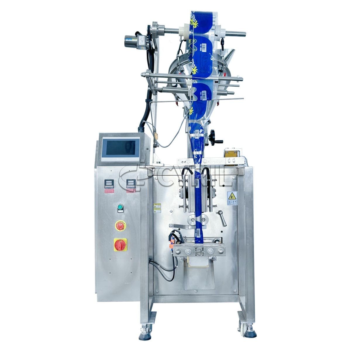 Powder packaging machine+tilt pusher