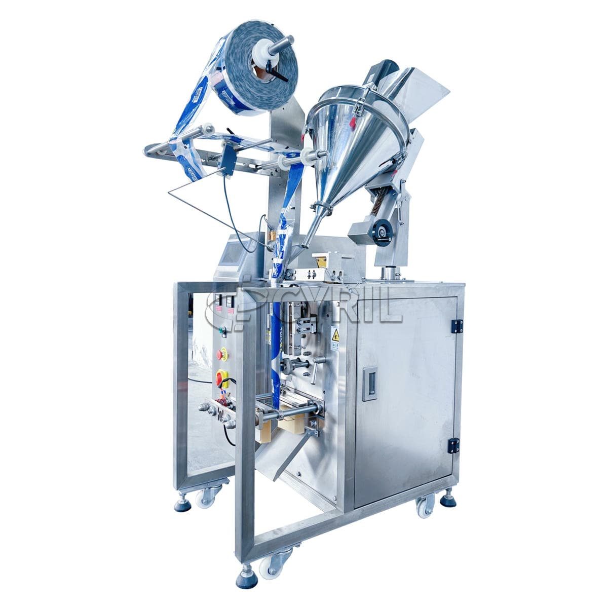 Powder packaging machine+tilt pusher