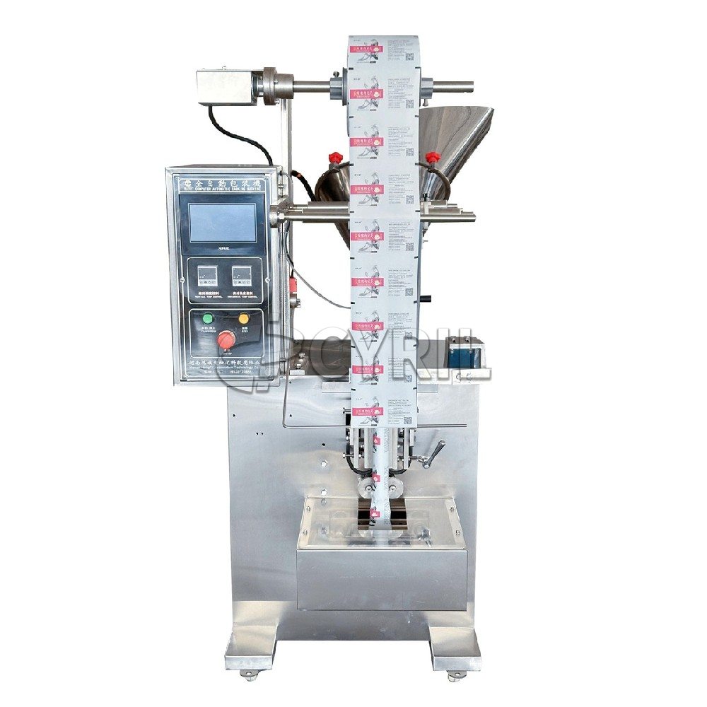 Powder packaging machine + inclined push