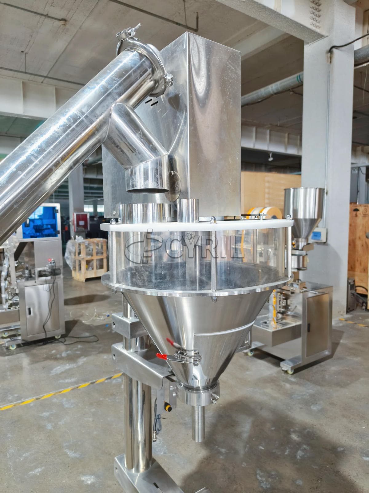 Square bucket loading non-conveyor powder filling machine