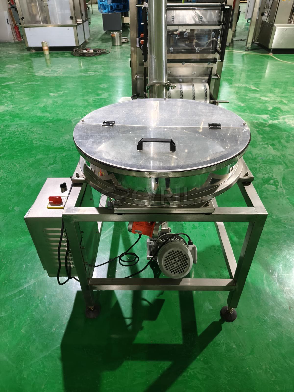 Powder packaging machine + direct push + back seal + round bucket loading