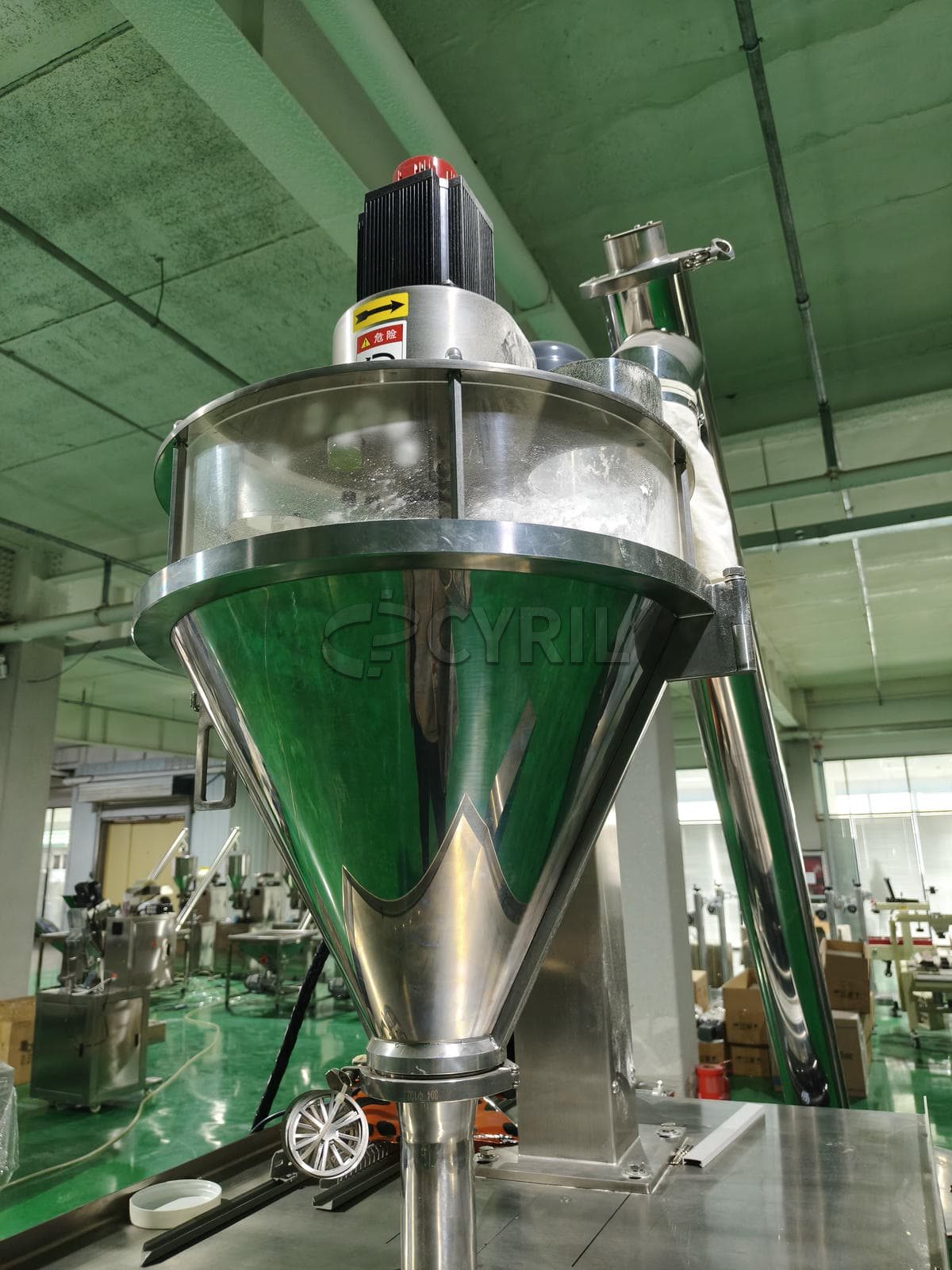 Powder packaging machine + direct push + back seal + round bucket loading