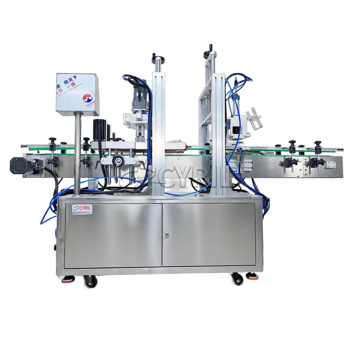 Four-wheel capping and capping machine