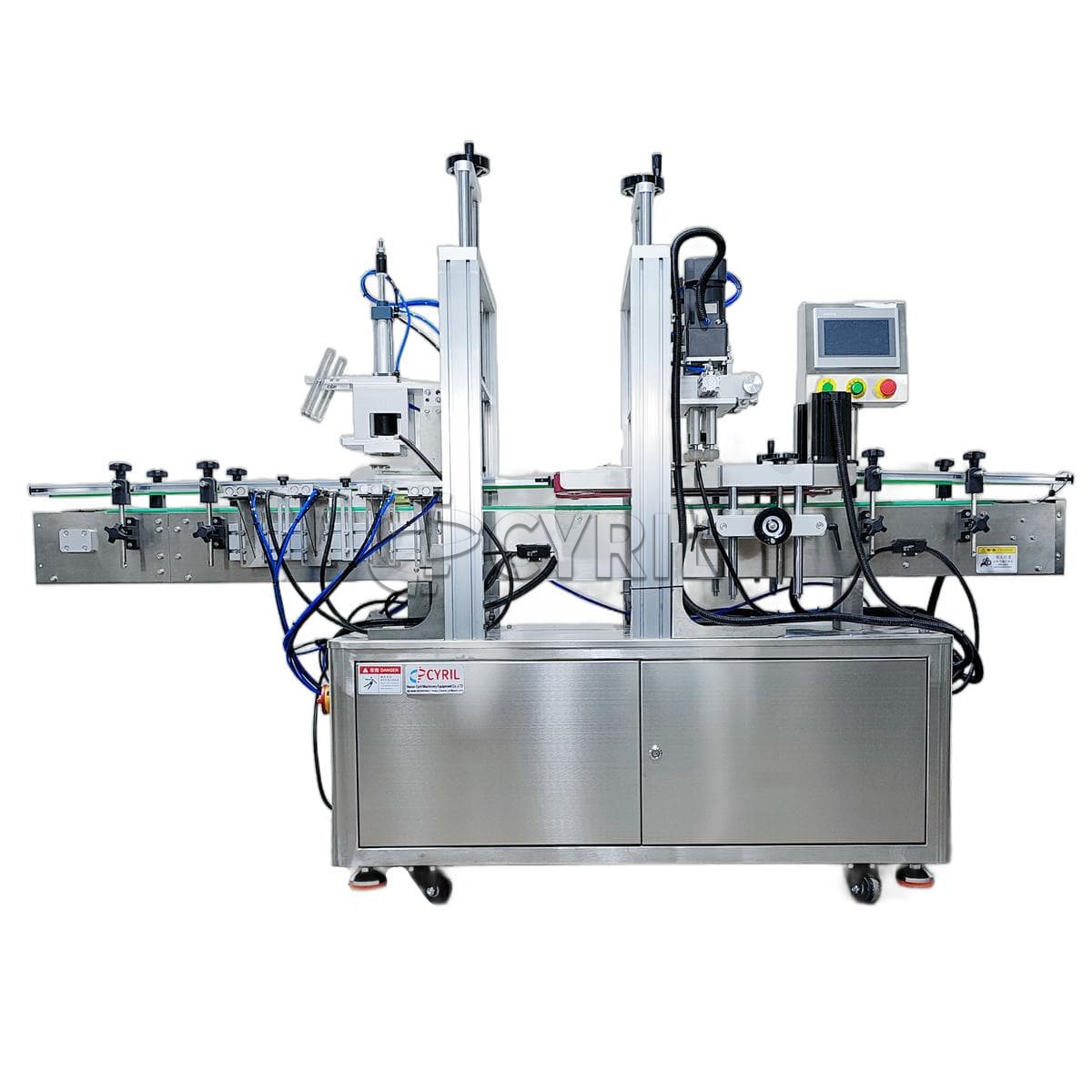 Four-wheel capping and capping machine