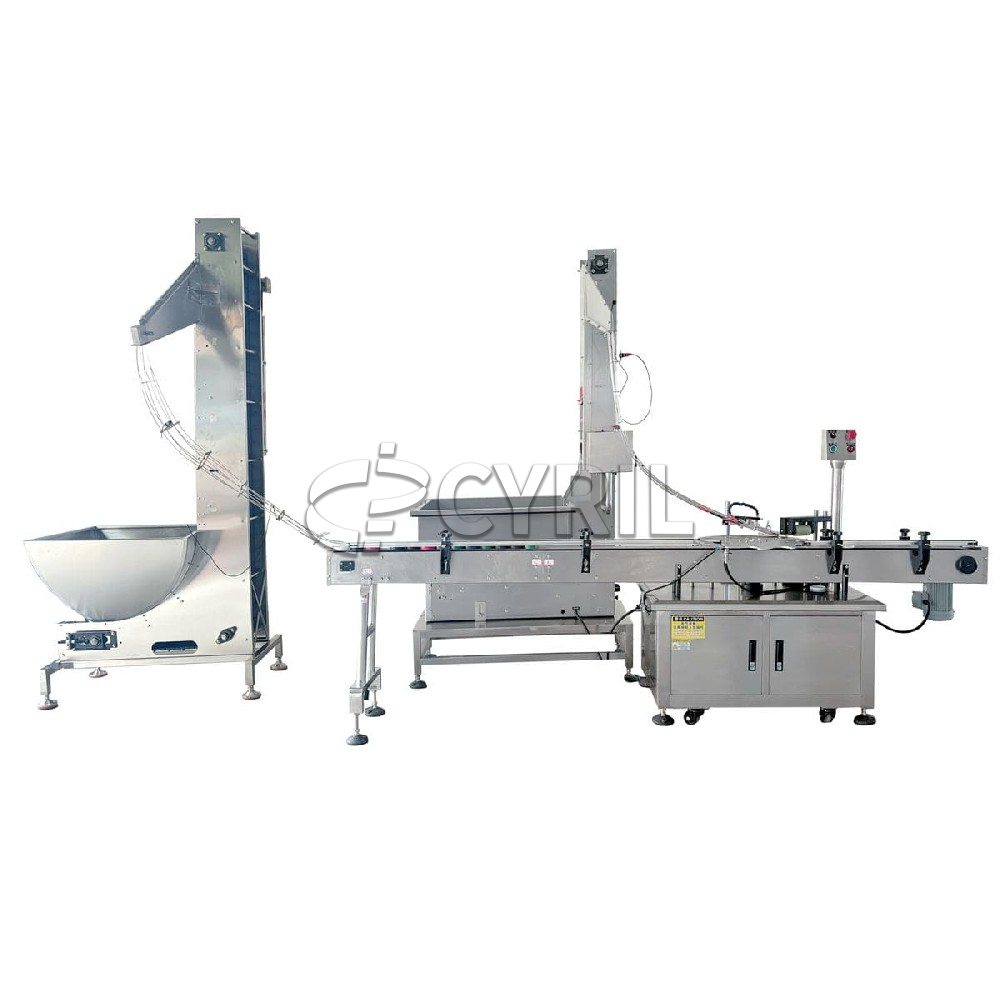 Rotary type cap closing machine + double cap elevator