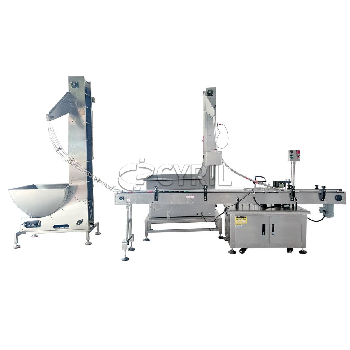 Rotary type cap closing machine + double cap elevator