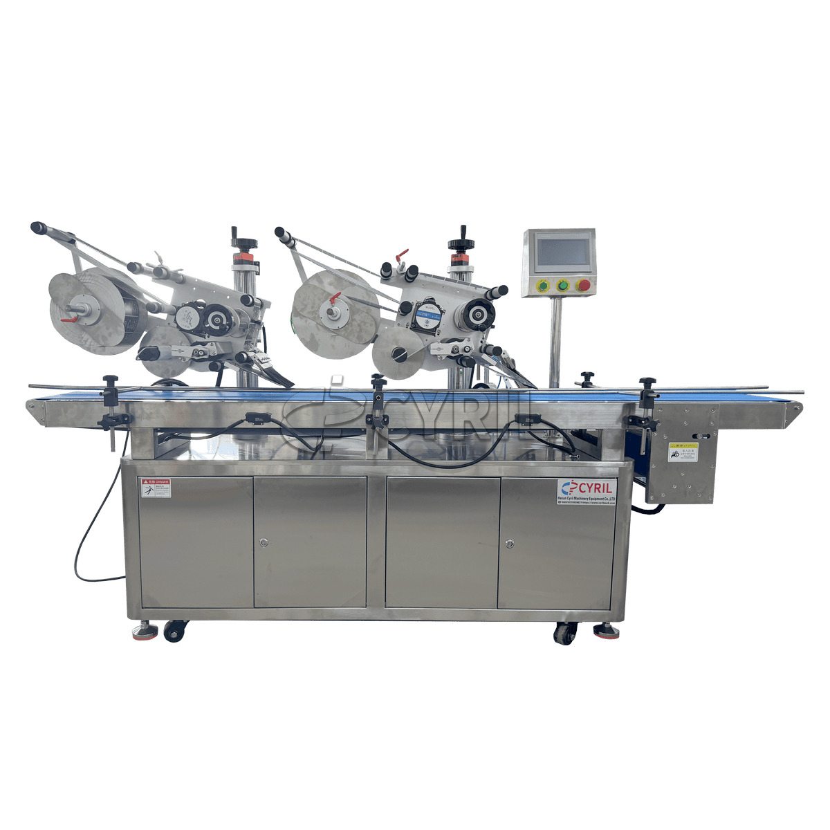 Double-head flat labeling machine