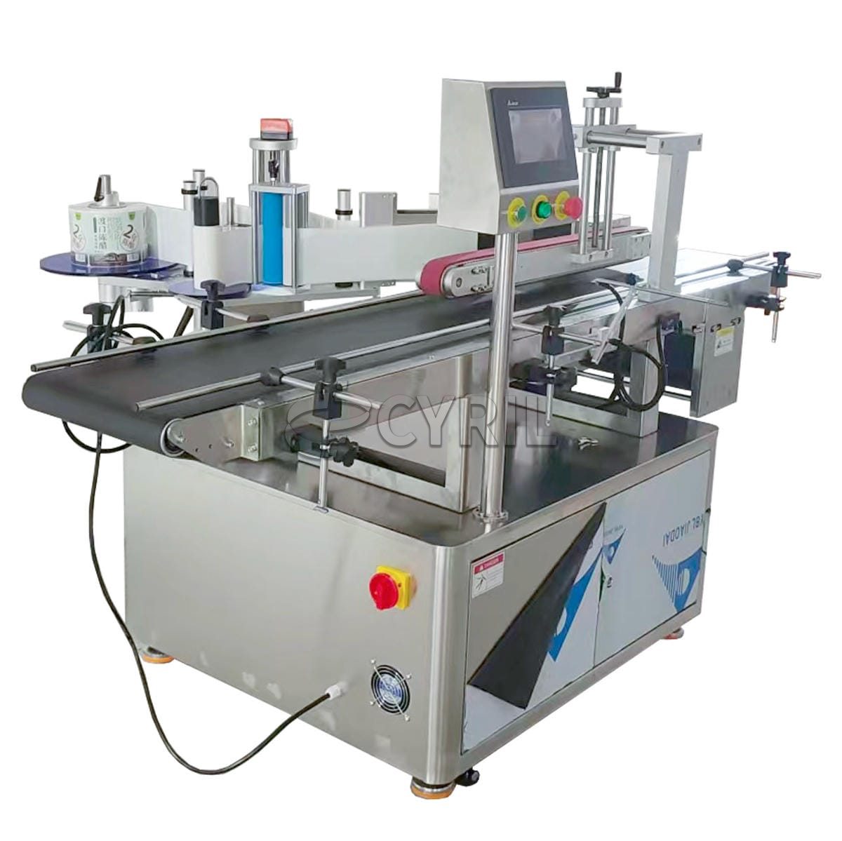 Top side labeling machine