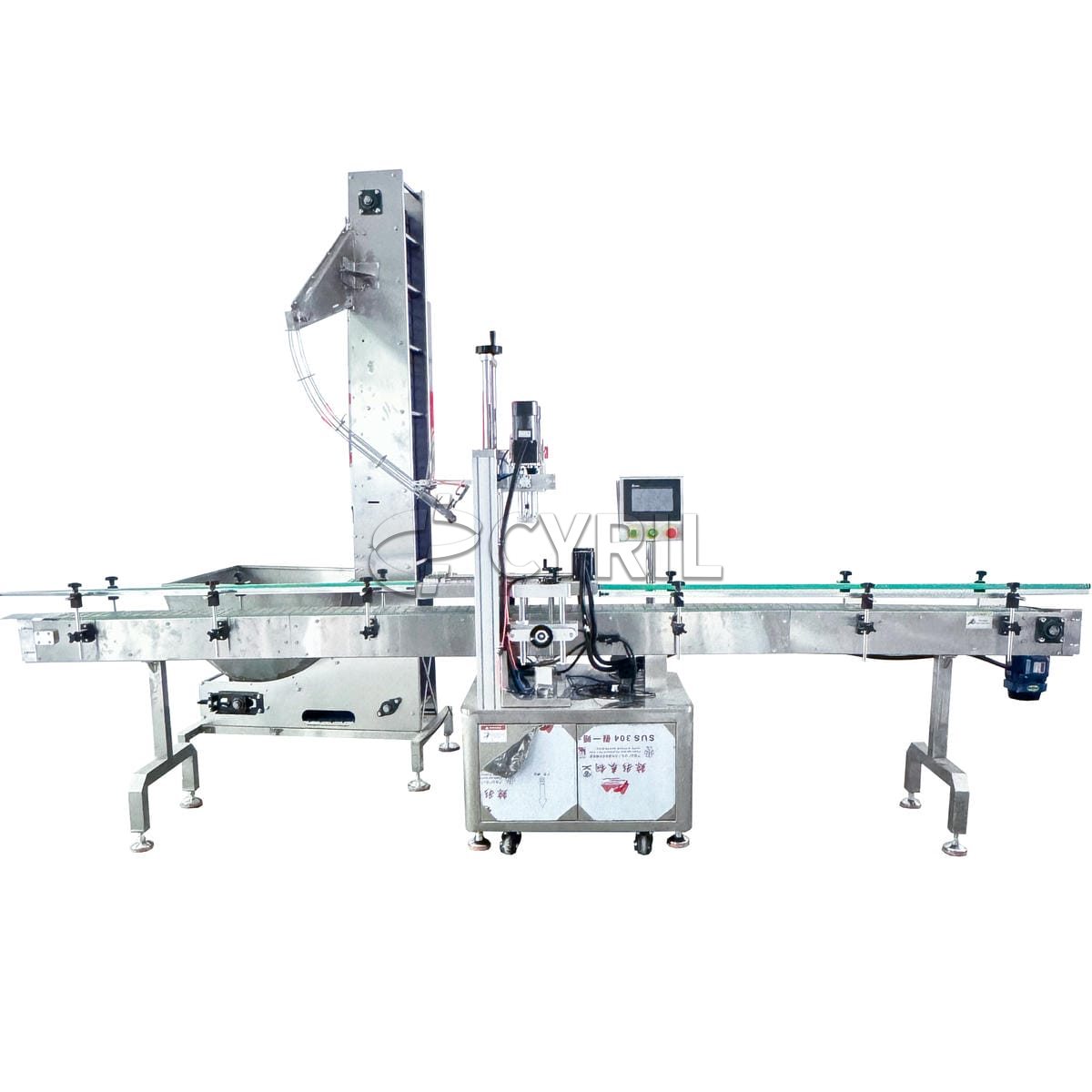 Four-wheel capping machine + bottle cap elevator
