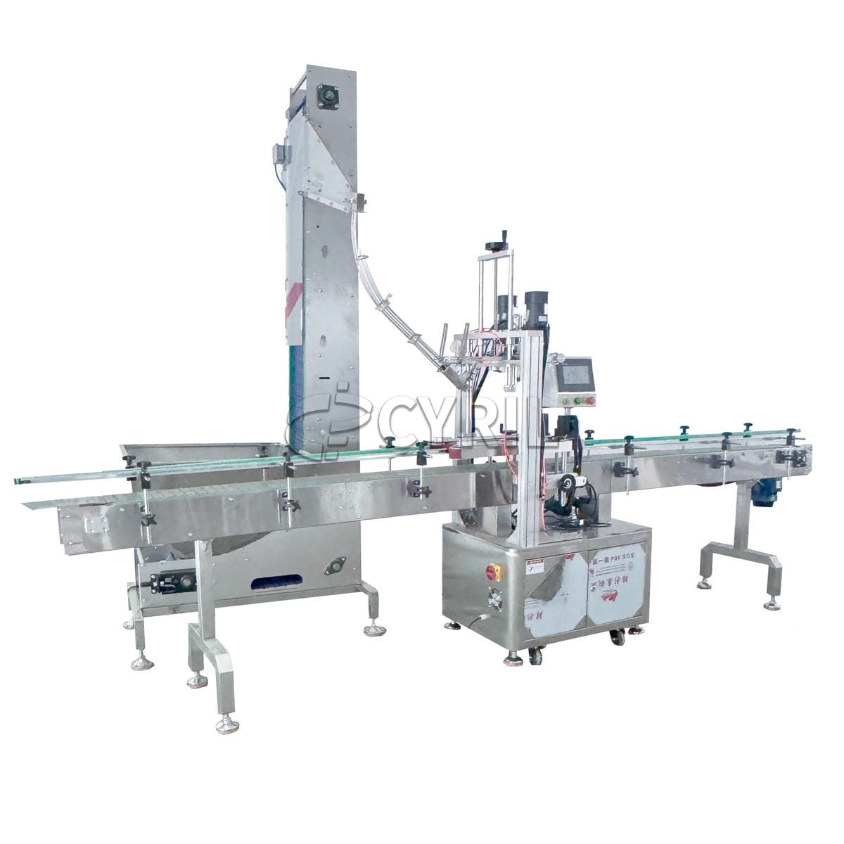 Four-wheel capping machine + bottle cap elevator