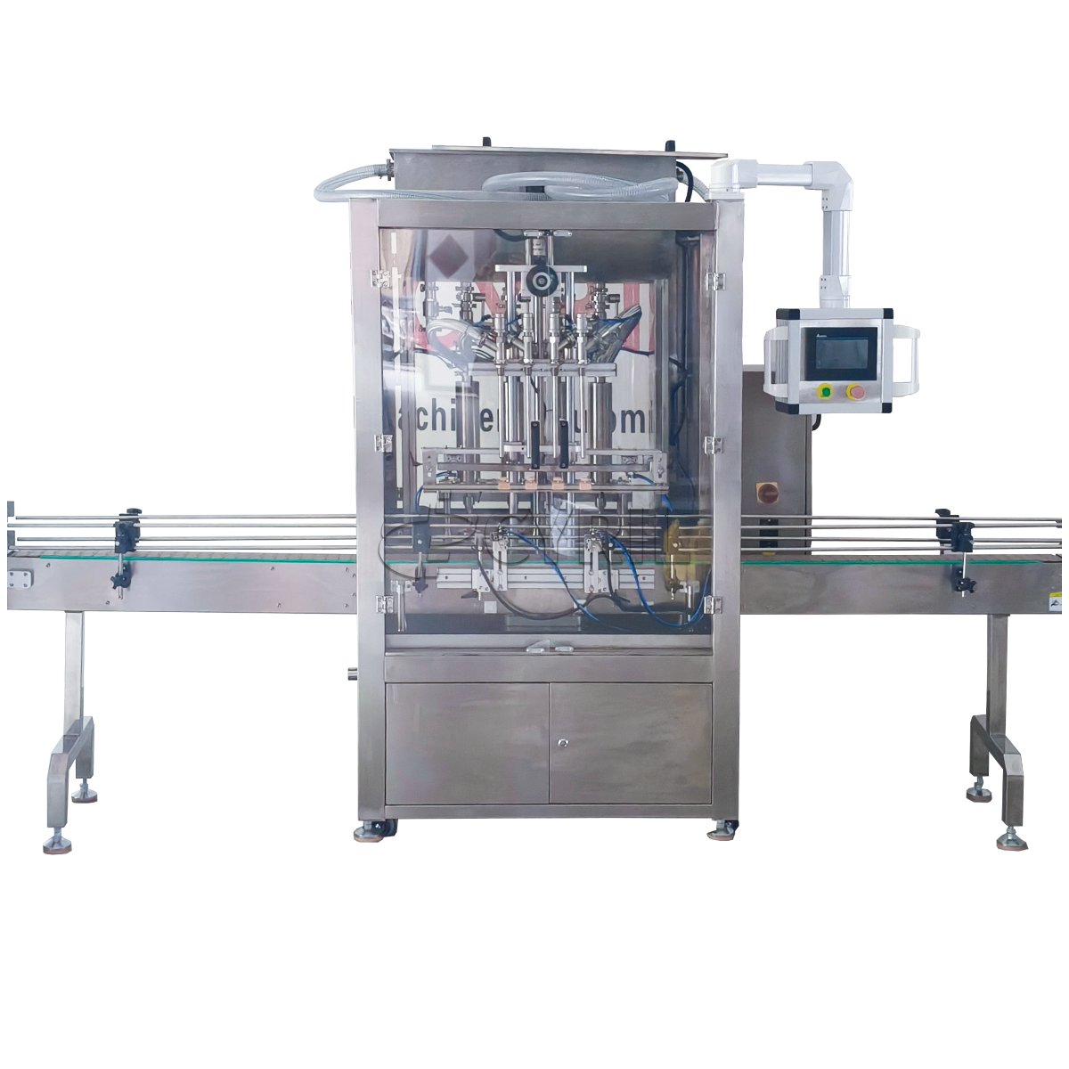 Bottle unscrambler + four-head servo filling machine + bottle closing machine