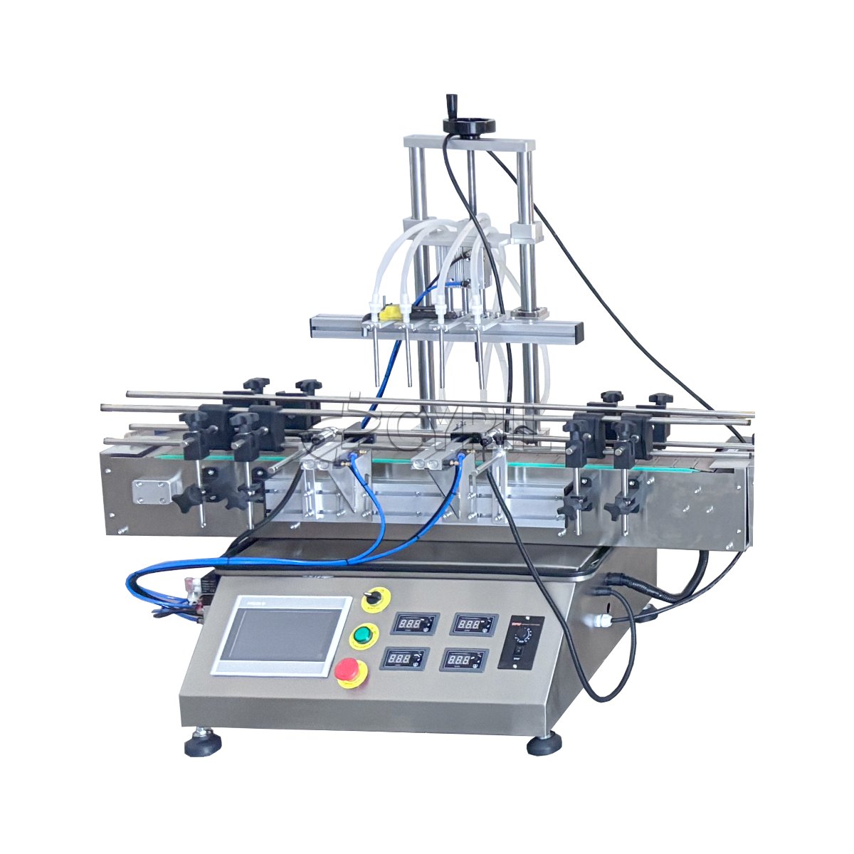 Desktop four-head magnetic pump + capping + labeling