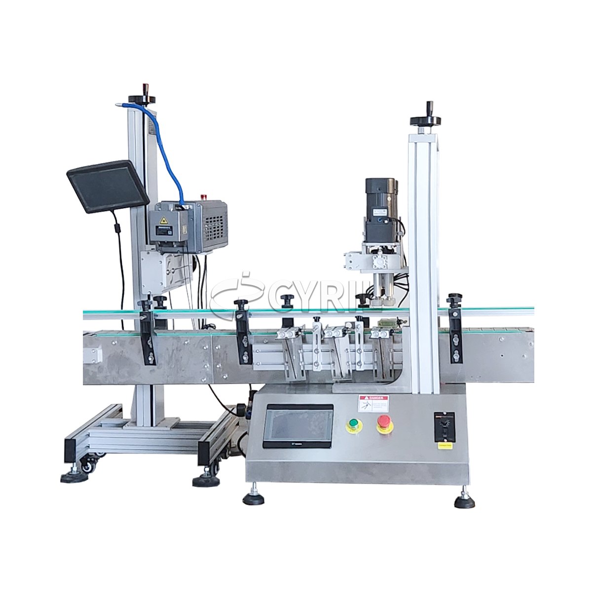 Desktop rotor pump + screw cap + round bottle positioning labeling