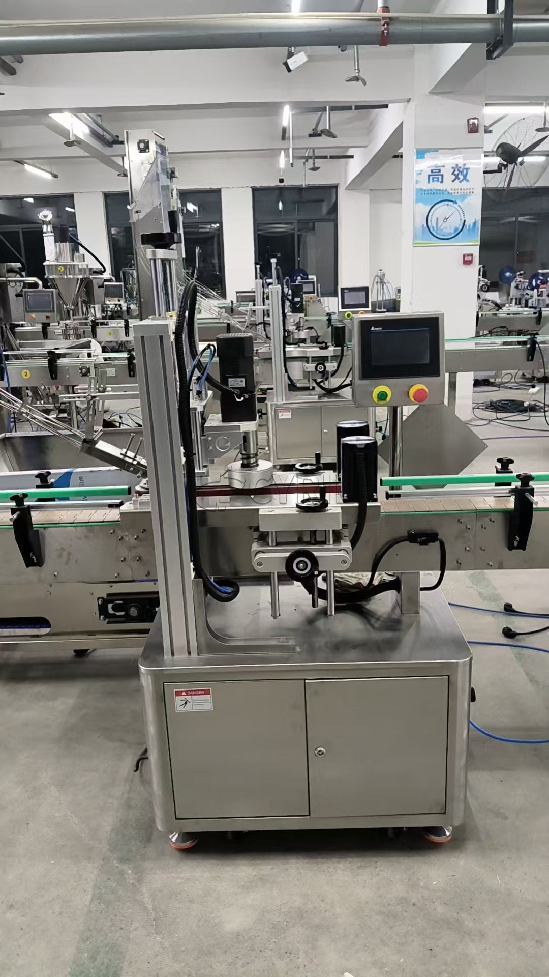 Double-head scale + powder + filling + capping + labeling + bottle sorting + bottle collection
