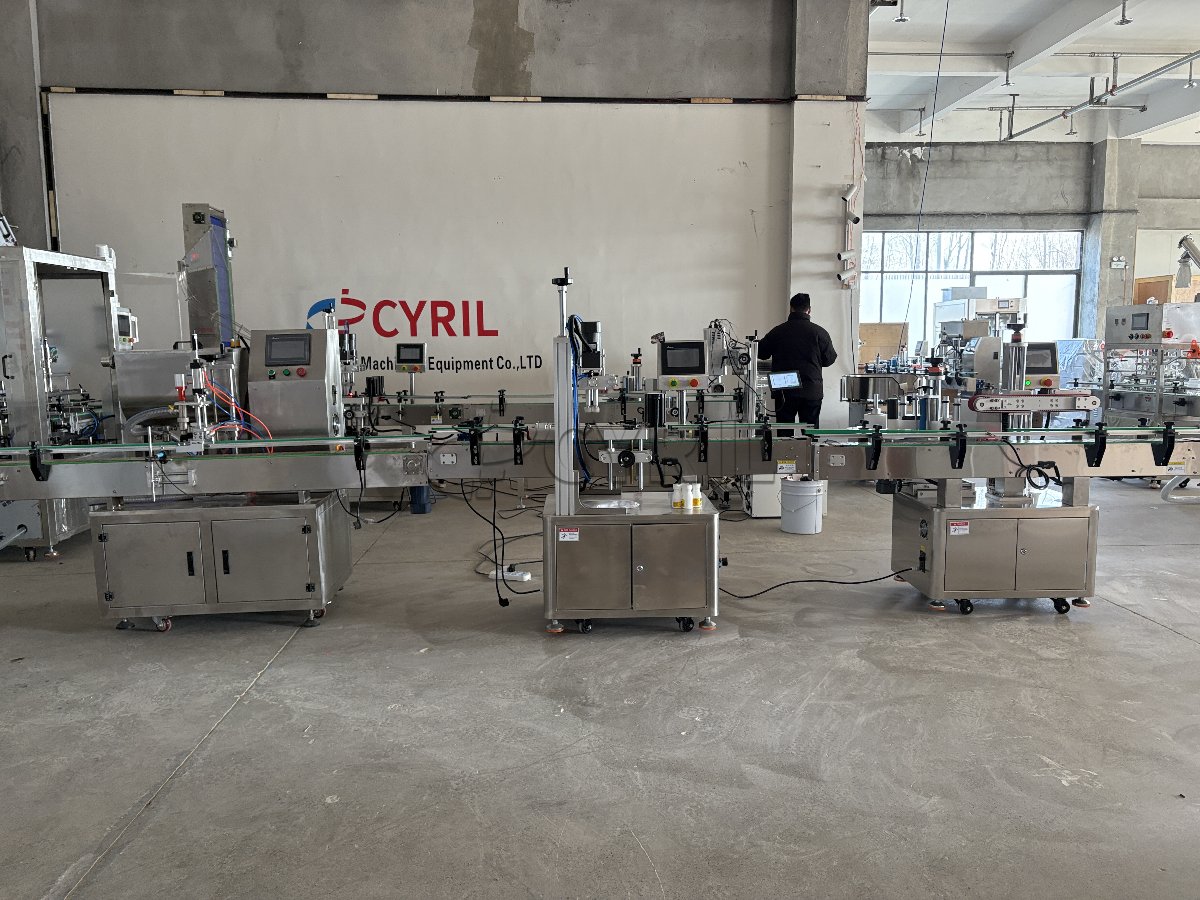 Four-head filling machine + four-wheel capping + aluminum foil sealing + round bottle positioning + laser coding + bottle sorting and collection