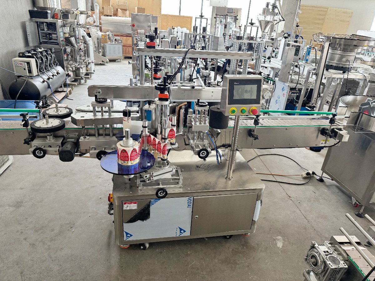 6-Head Paste Filling Machine + Cap Elevator + 4-Wheel Capping Machine + Laser Coding + Double-Sided Labeling