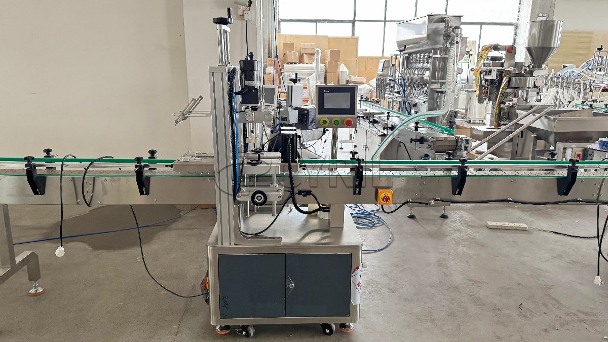 6-Head Anti-Corrosion Filling Machine + 4-Wheel Capping + Round Bottle Positioning
