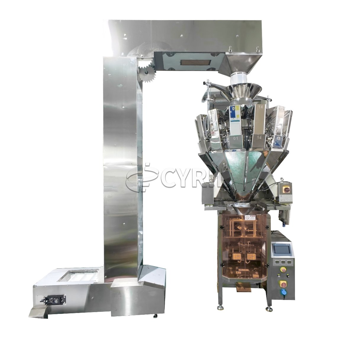 Combination weigher paired with a 340 collar-type packaging machine.