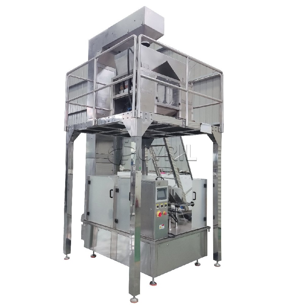 820 Rear-Seal Packaging Machine + Dual-Head Granule Weigher/Feeder + Square-Bucket Elevator